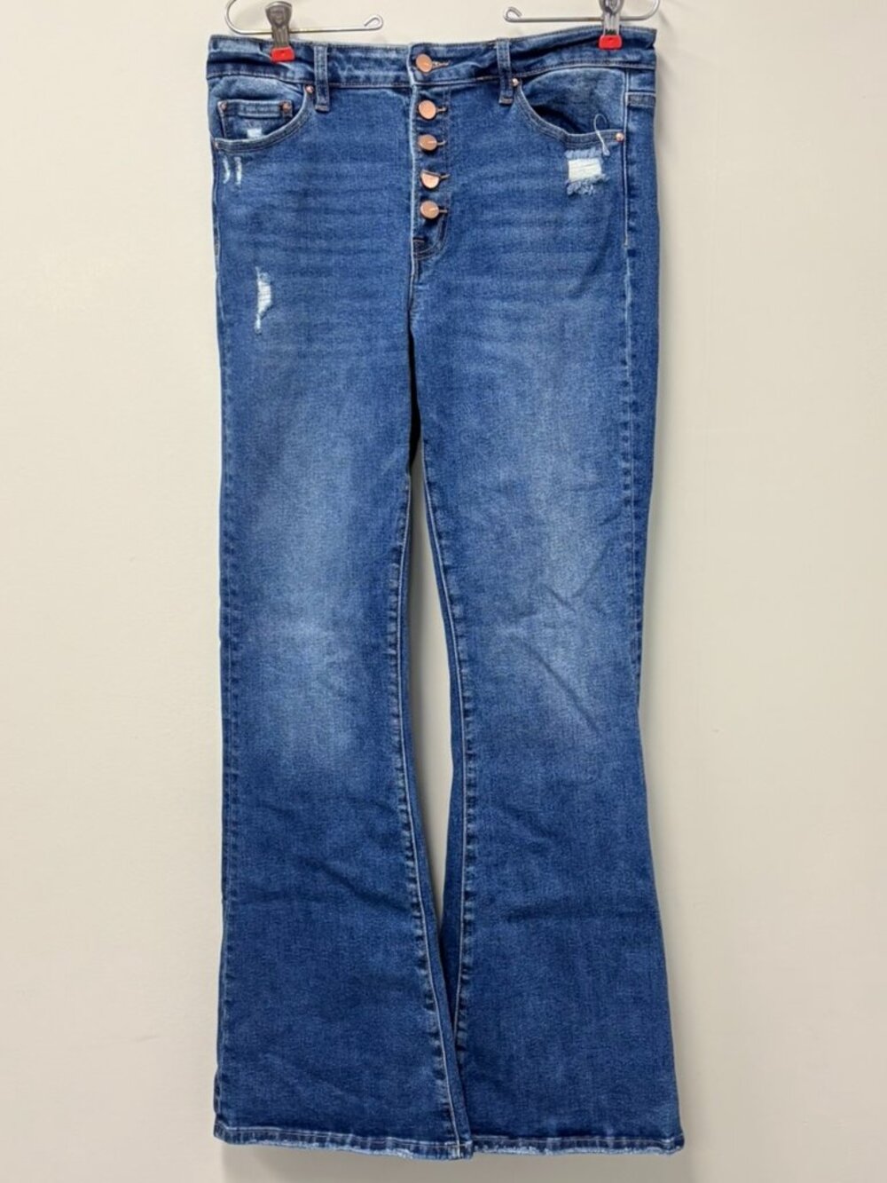Mica Los Angeles Distressed Flare Jeans | Button Fly | Size 30